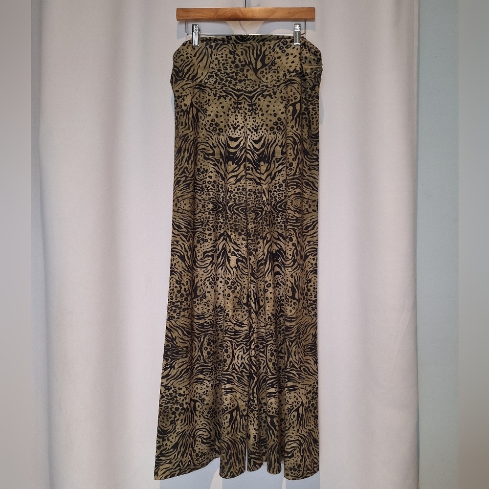 AMMA Made In LA Leopard Print Wide Leg Pull On Pants Size XL